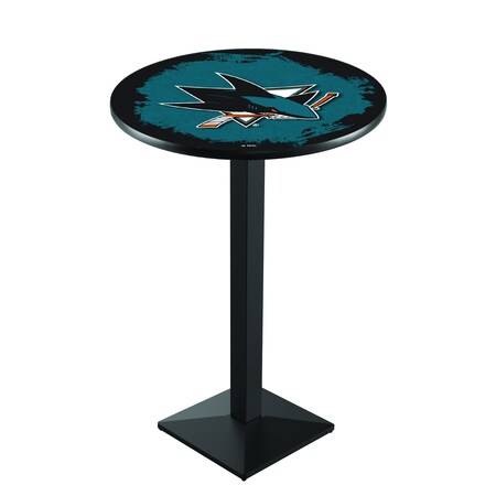 Holland Bar Stool Co 42" Blk Wrinkle San Jose Sharks Pub Table L217B4228SJShar